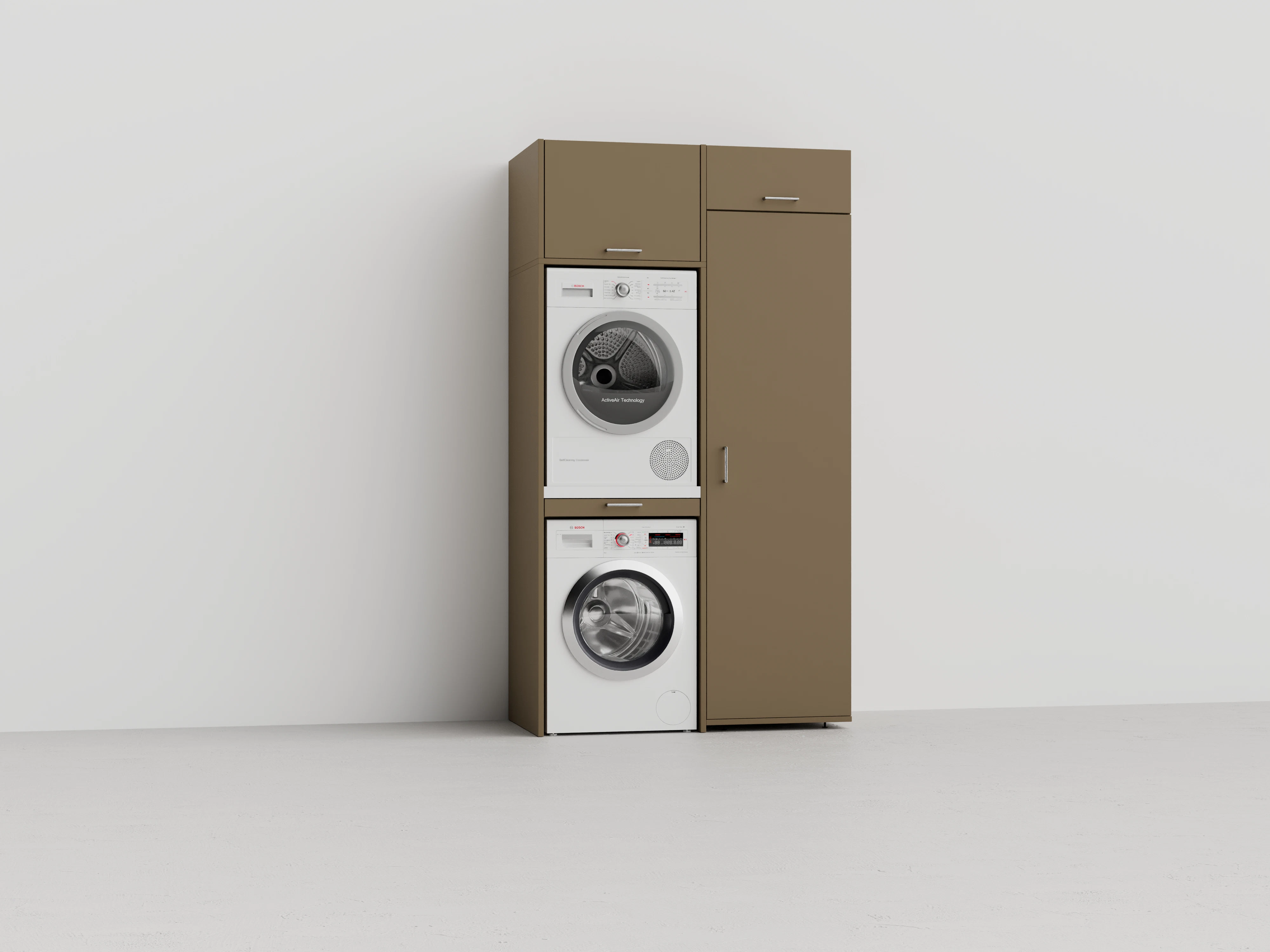 Der Slimline 3.4-DT von Waschturm™ mit Hoch - und Klappschränken Der Slimline 3.4-DT von Waschturm™ mit Hoch - und Klappschränken